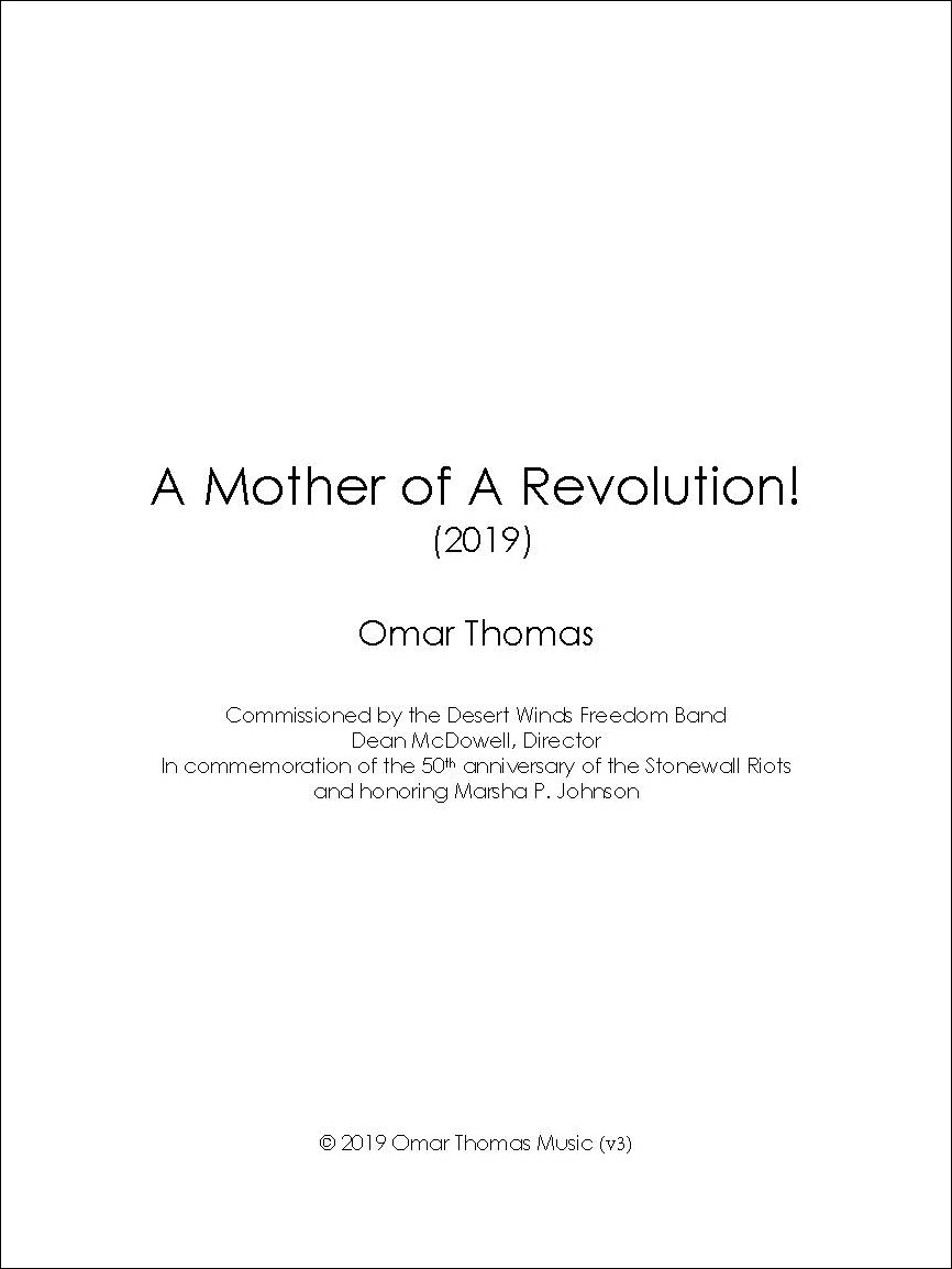 A Mother of a Revolution! band sheet music cover