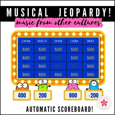 Multicultural Instruments Jeopardy classroom sheet music cover